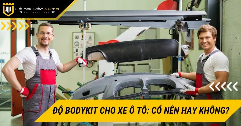 Các loại chất liệu phổ biến làm body kit ô tô như nhựa ABS, composite, sợi carbon, và kim loại